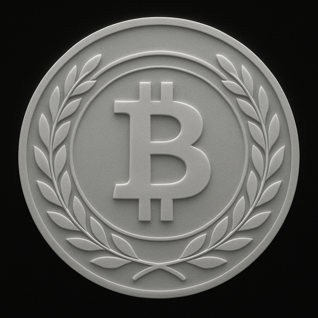 Bitcoin Medallion — grayscale depth map for laser engraving
