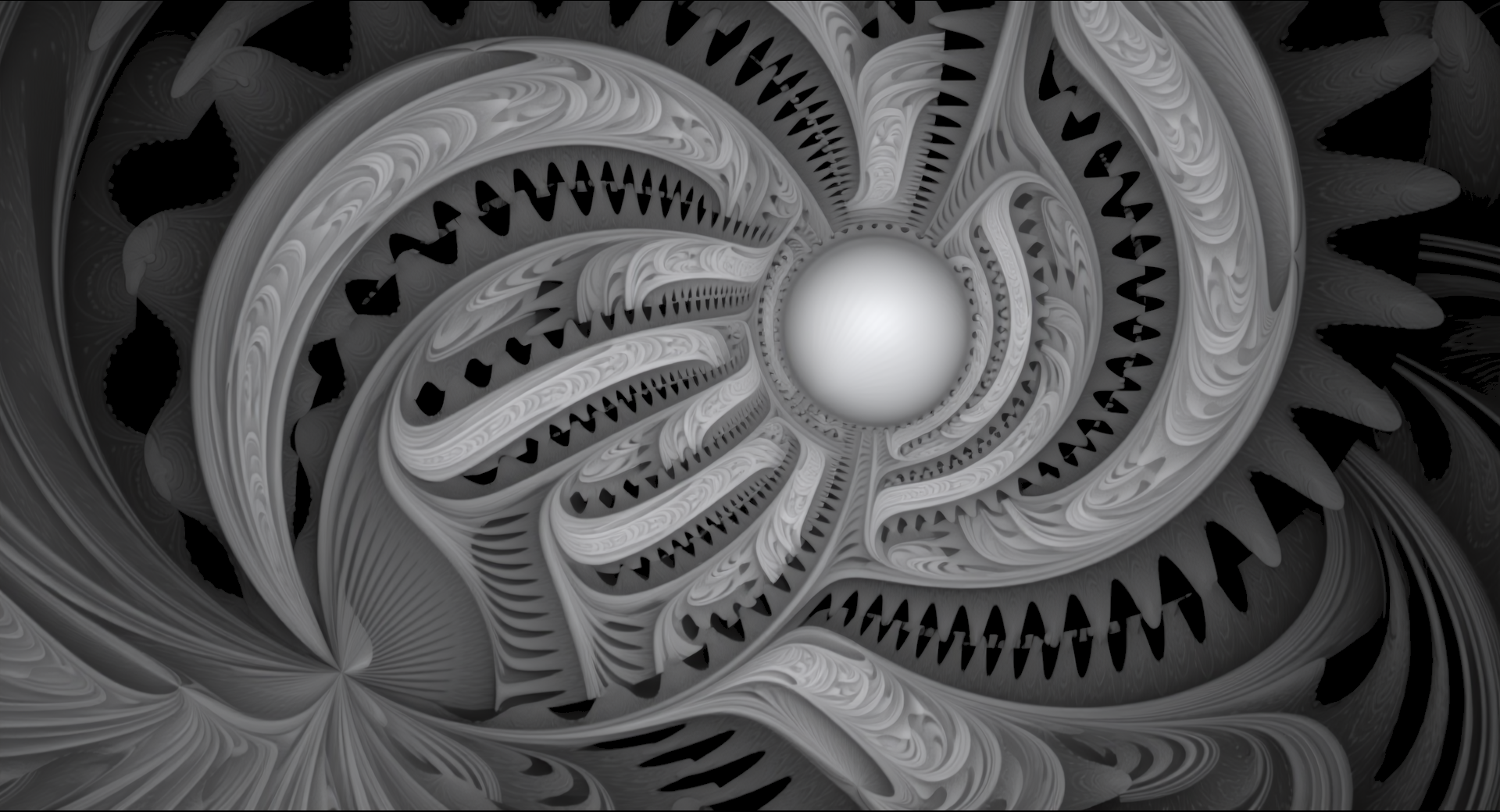 Fractal Swirl — grayscale depth map for laser engraving