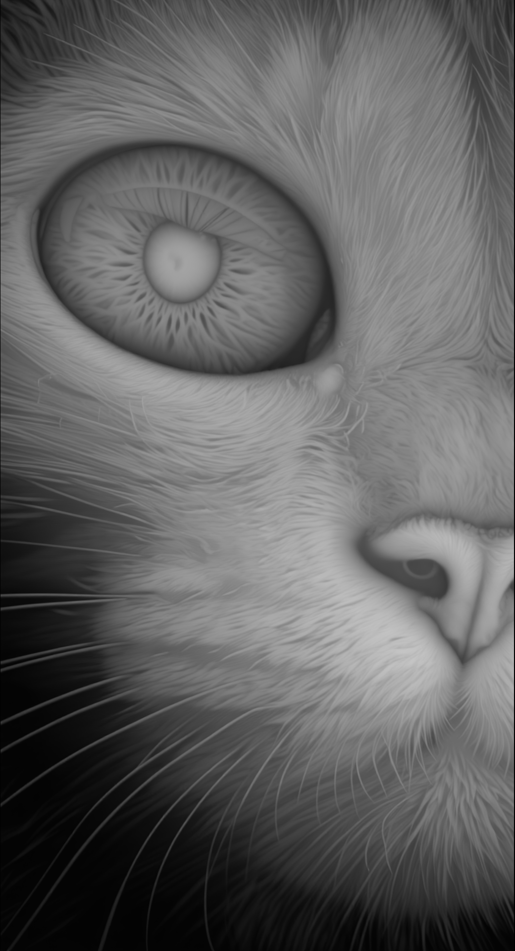 Cat Portrait Macro — grayscale depth map for laser engraving