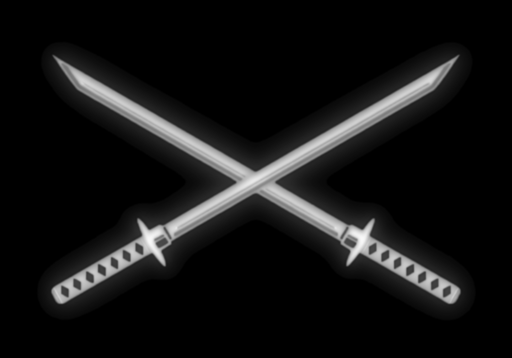 Crossed Katanas — grayscale depth map for laser engraving