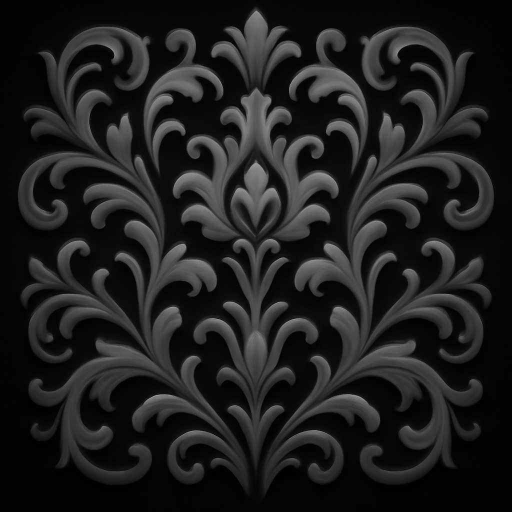 Damask Pattern — grayscale depth map for laser engraving