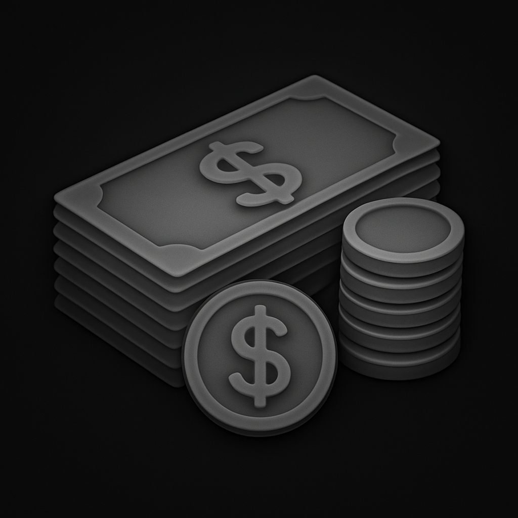 Money Stack — grayscale depth map for laser engraving