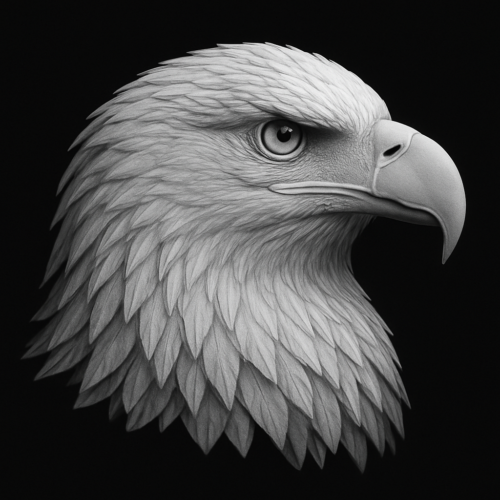 Bald Eagle Depth Map — grayscale depth map for laser engraving