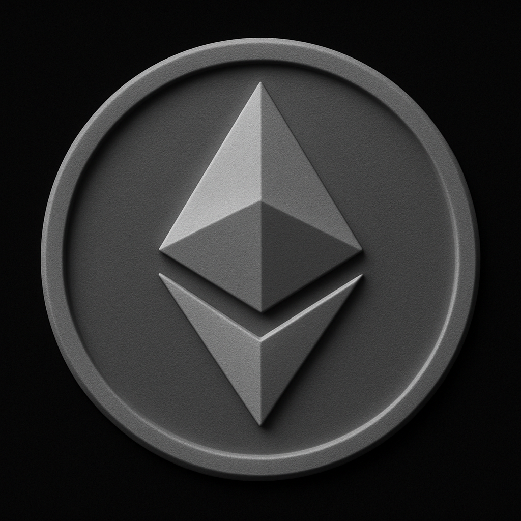 Ethereum Emblem — grayscale depth map for laser engraving