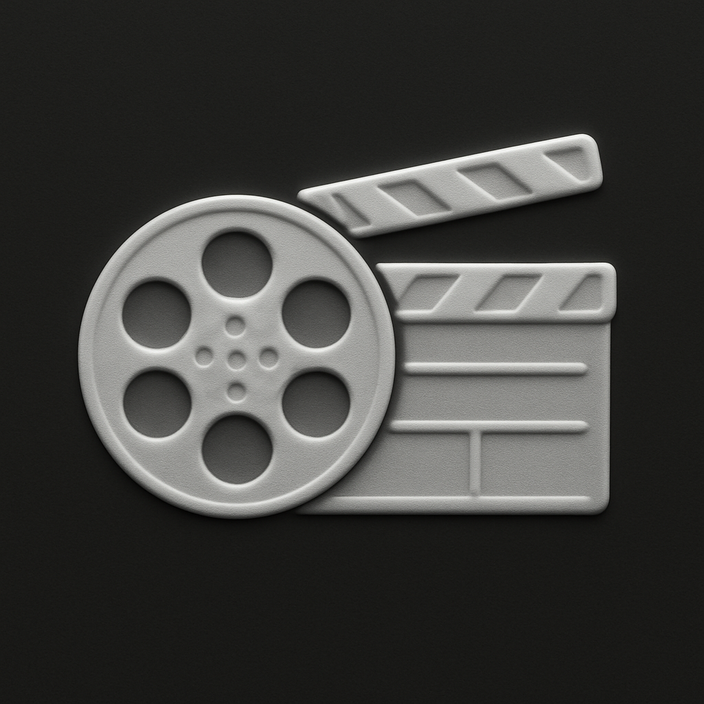 Cinema Film Reel — grayscale depth map for laser engraving