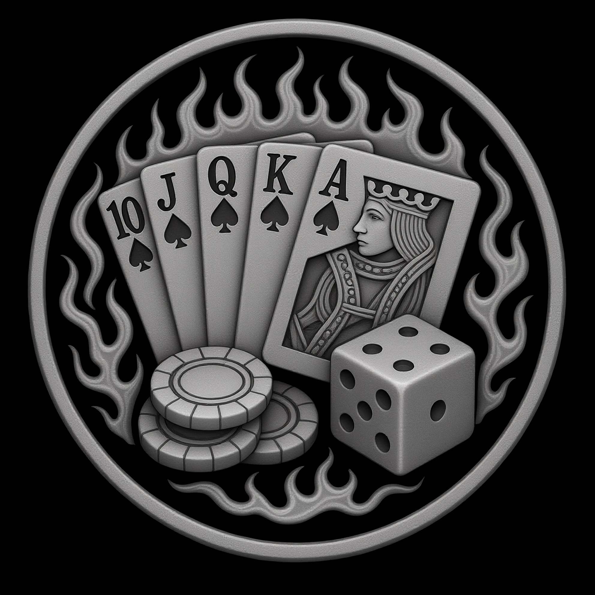 Royal Flush Gamble Coin relief artwork