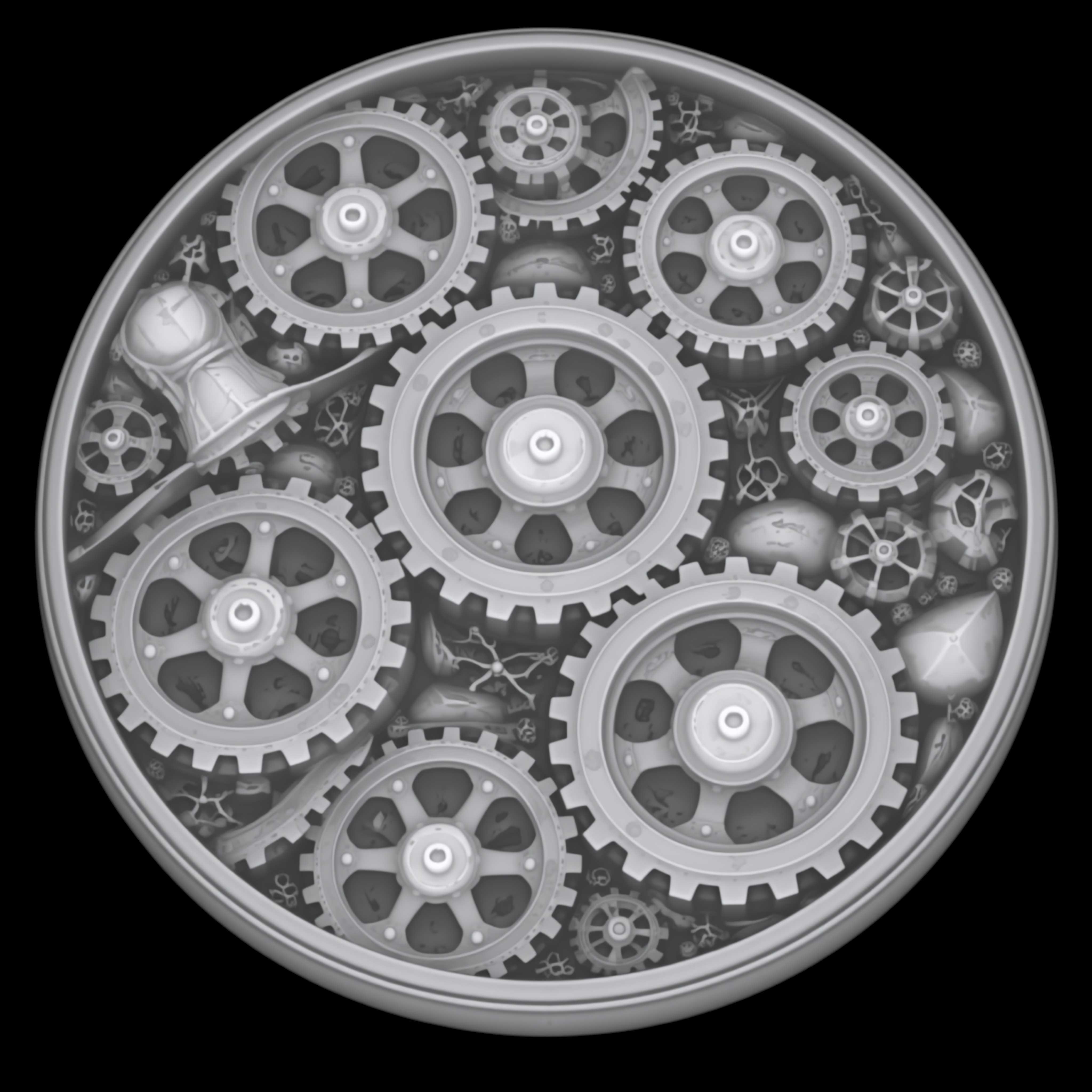 Clockwork Bezel — grayscale depth map for laser engraving