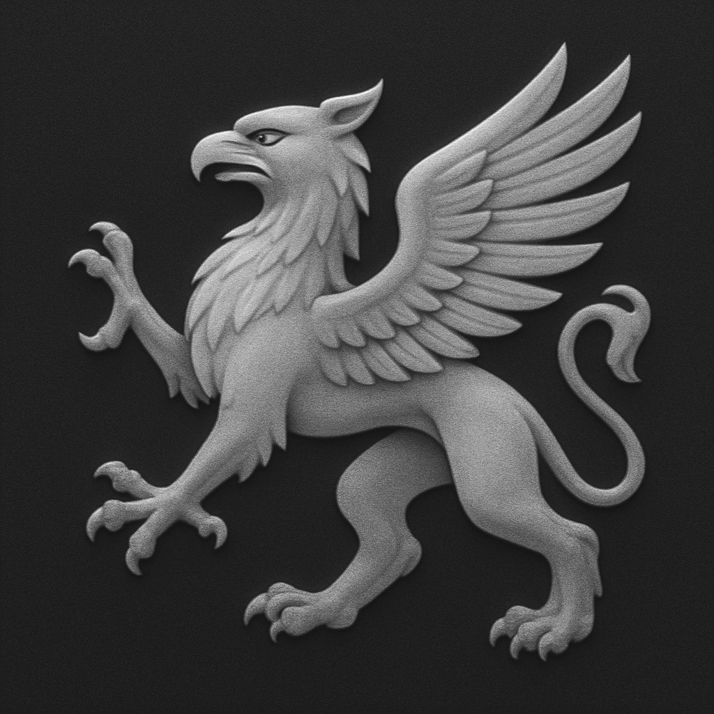 Heraldic Griffin — grayscale depth map for laser engraving