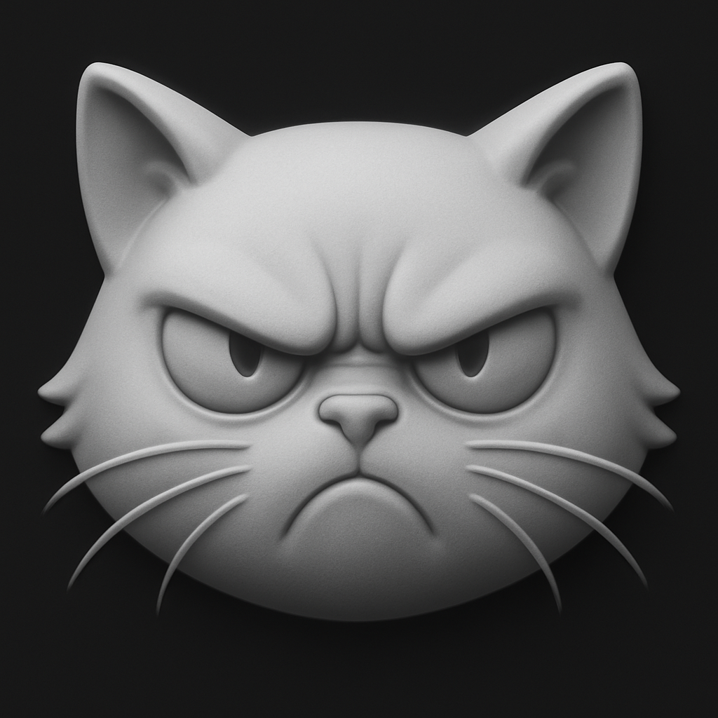 Grumpy Cat — grayscale depth map for laser engraving