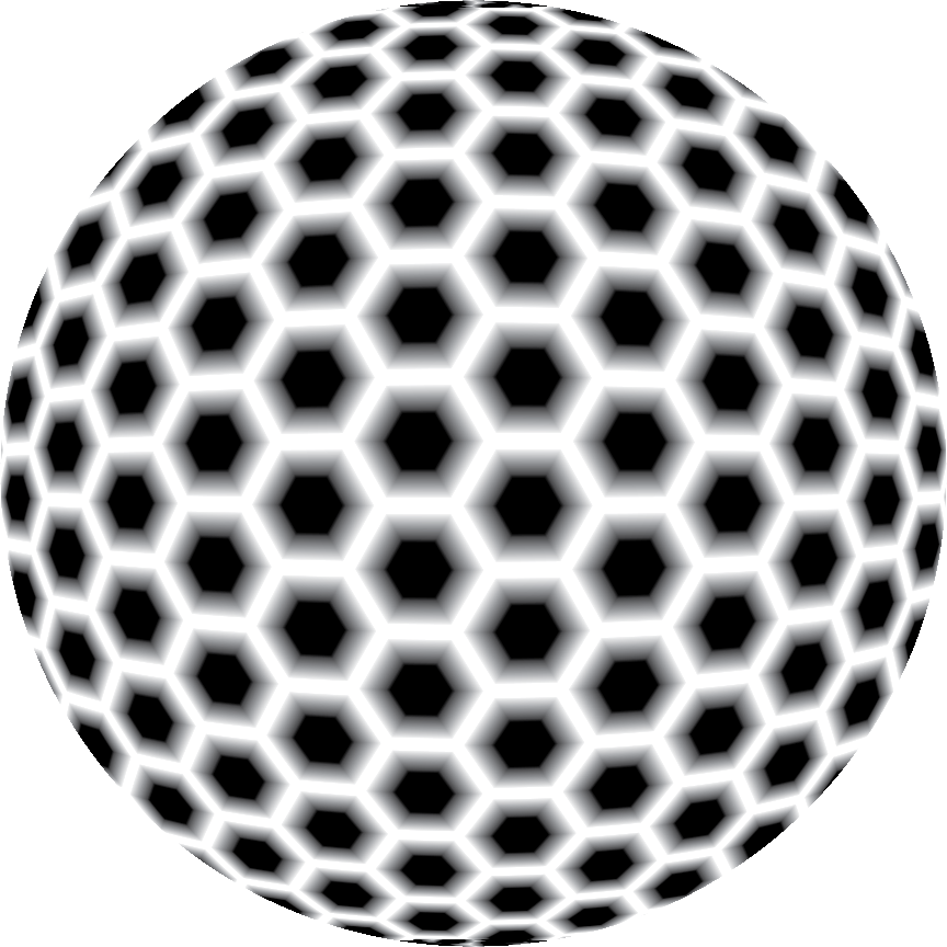 Honeycomb Sphere — grayscale depth map for laser engraving