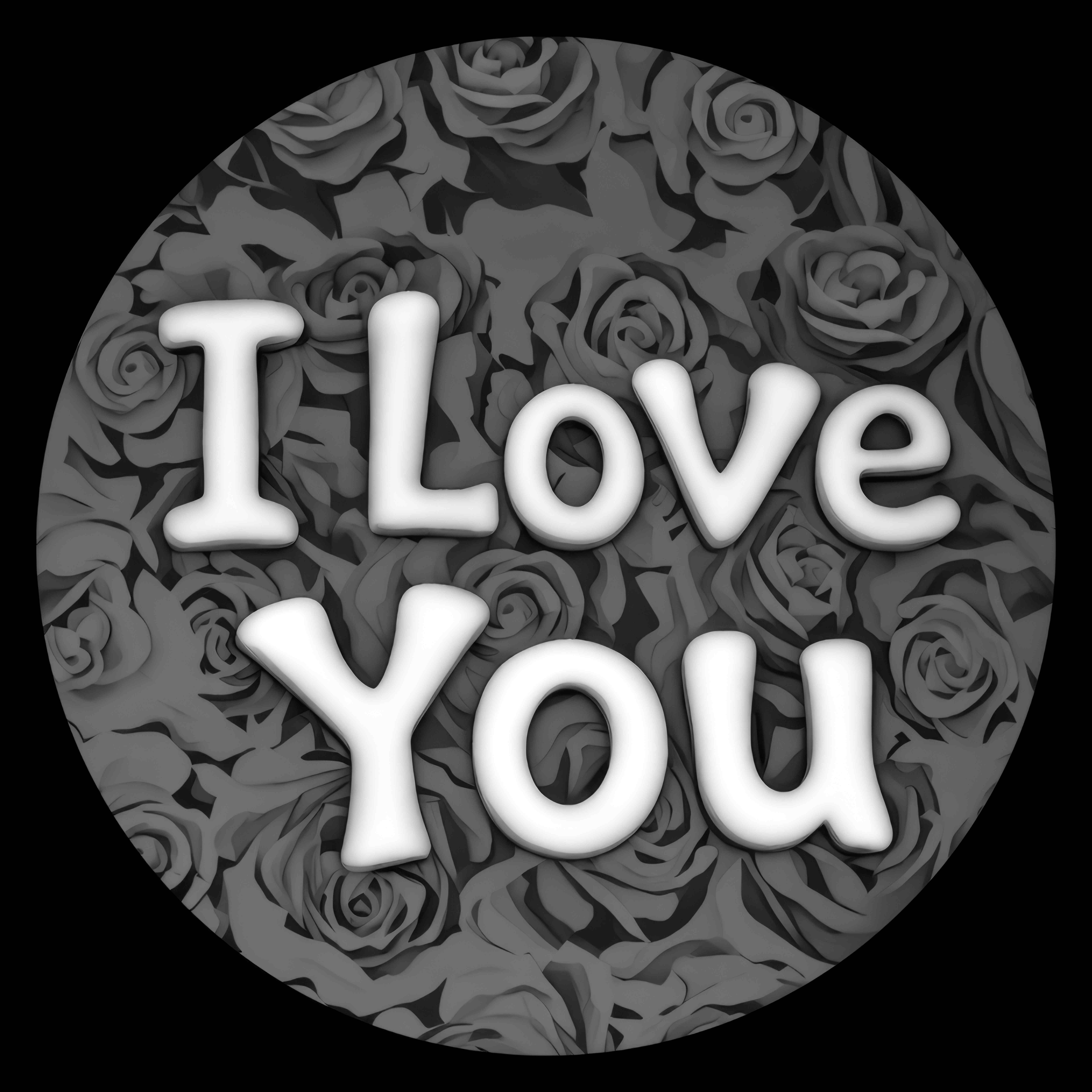 I Love You Roses Depth Map — grayscale depth map for laser engraving