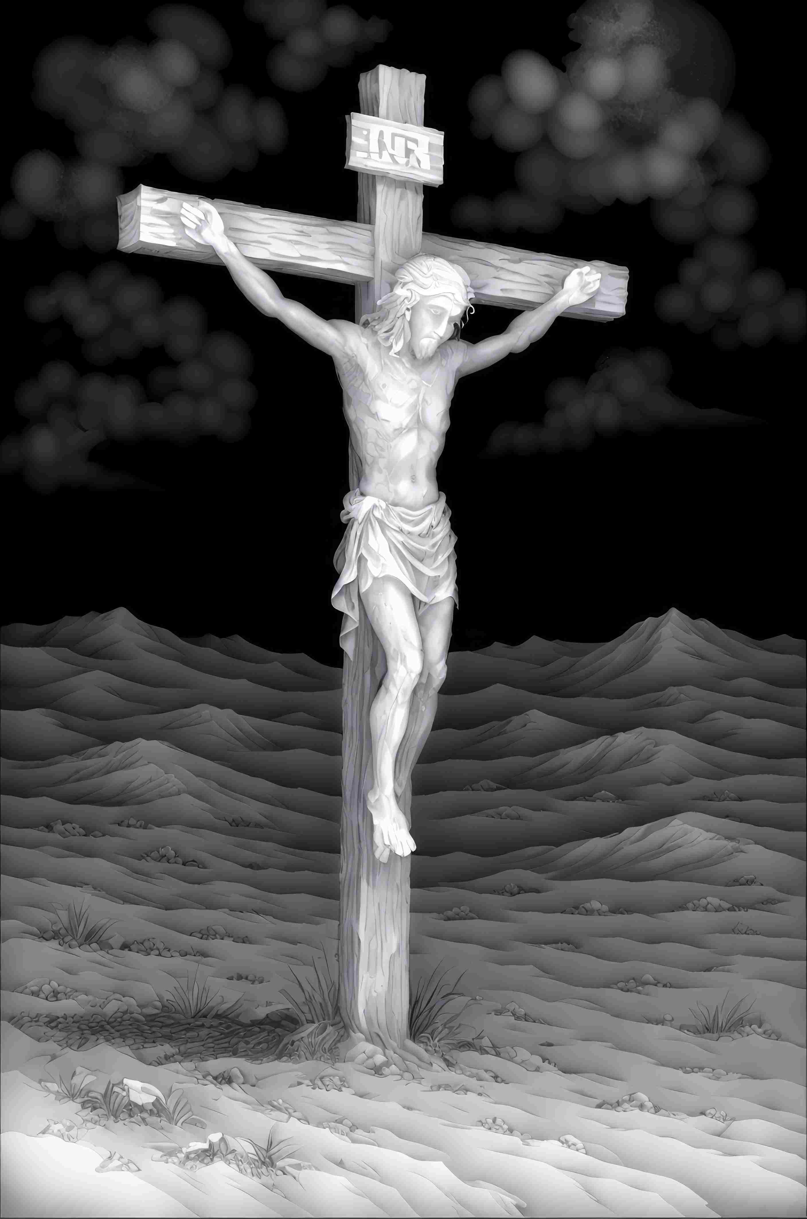 Calvary — grayscale depth map for laser engraving