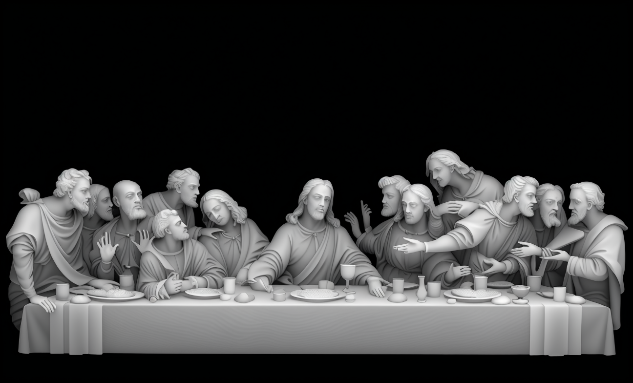 The Last Supper — grayscale depth map for laser engraving