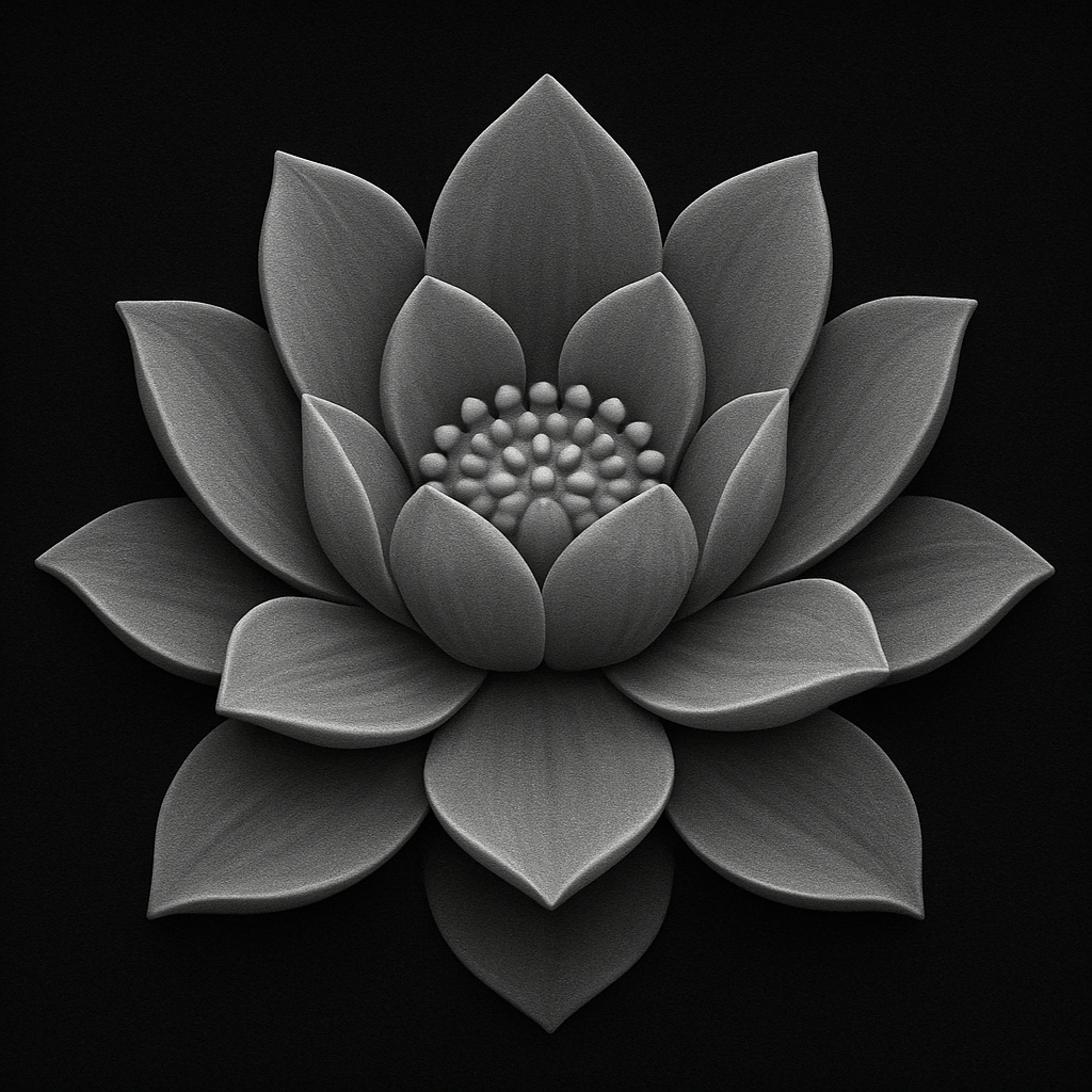 Lotus Bloom — grayscale depth map for laser engraving