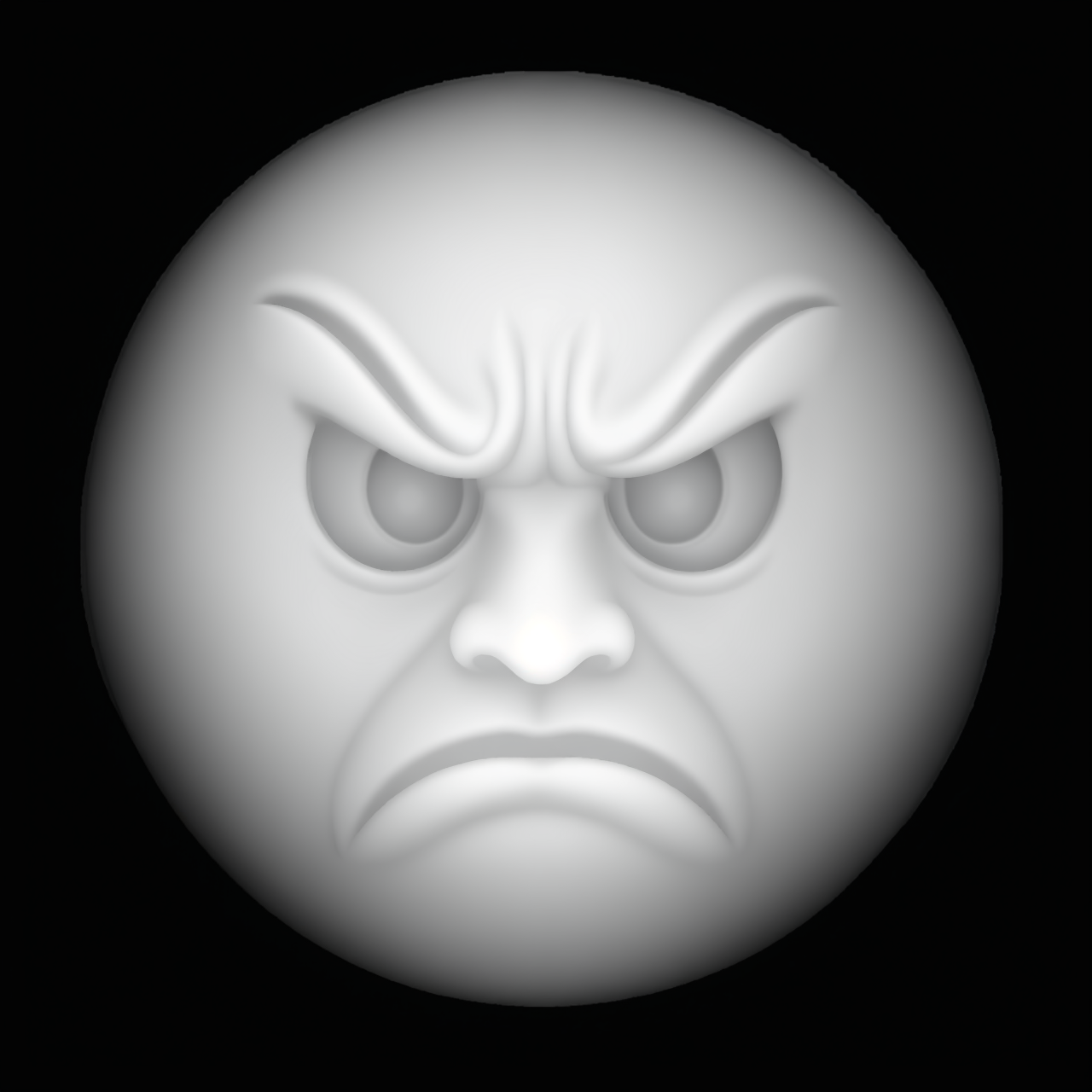 Angry Face — grayscale depth map for laser engraving