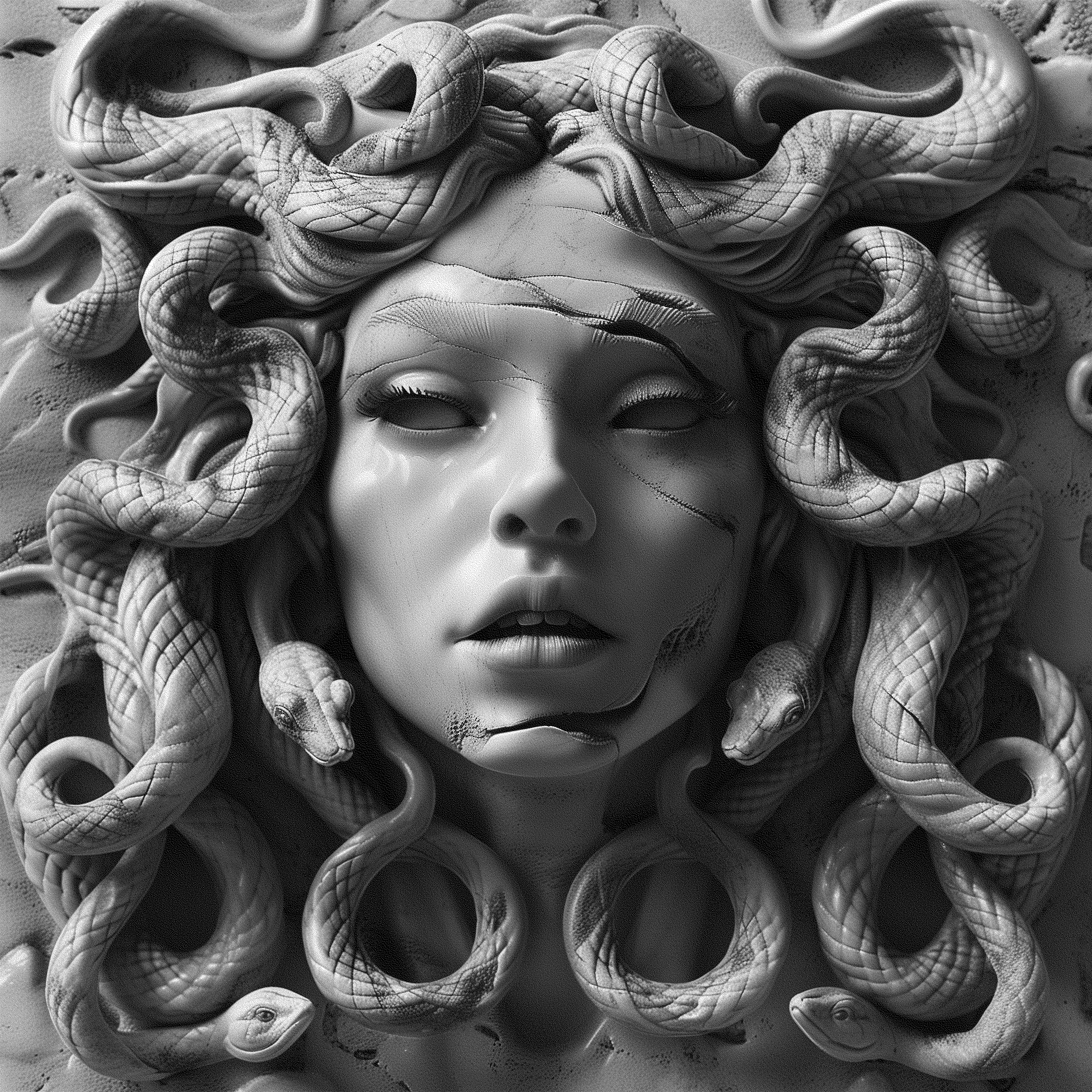Medusa — grayscale depth map for laser engraving