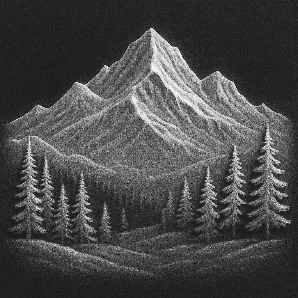 Mountain Range — grayscale depth map for laser engraving