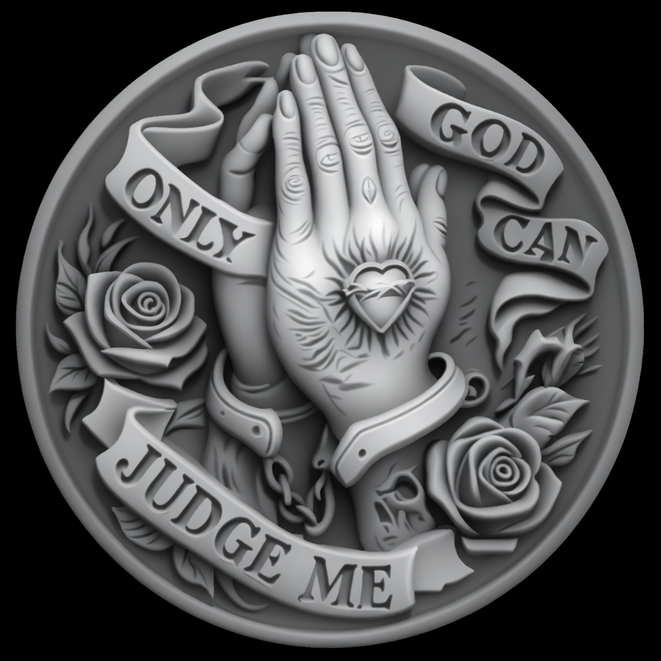 Only God Can Judge Me relief artwork