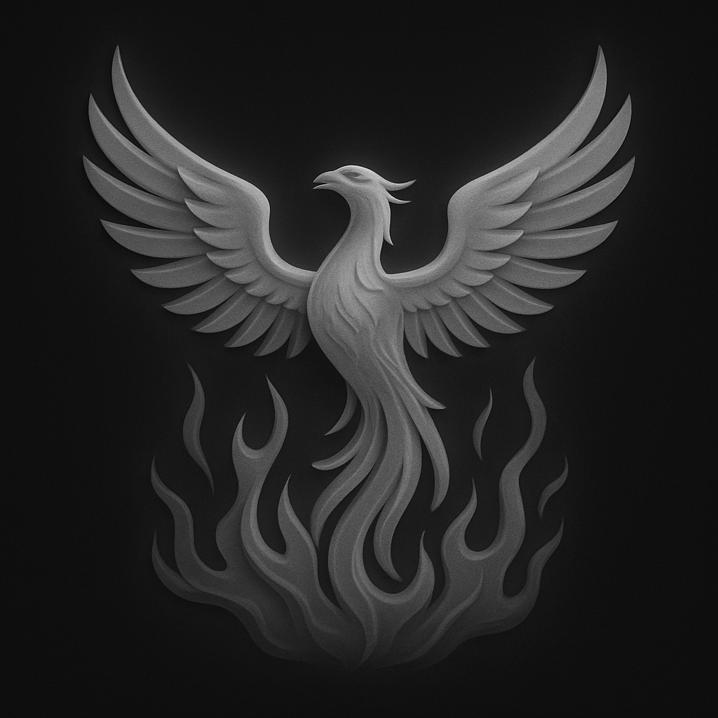 Phoenix Rising — grayscale depth map for laser engraving