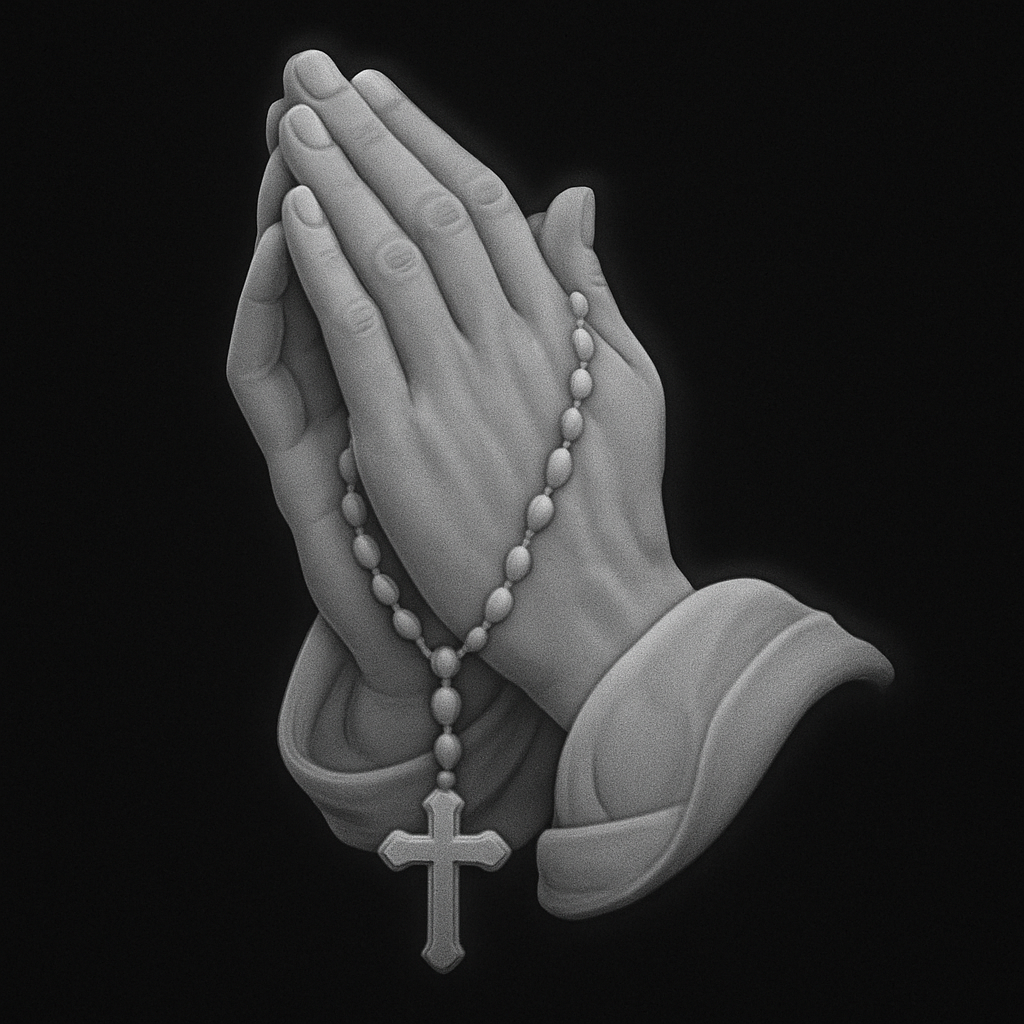 Praying Hands — grayscale depth map for laser engraving