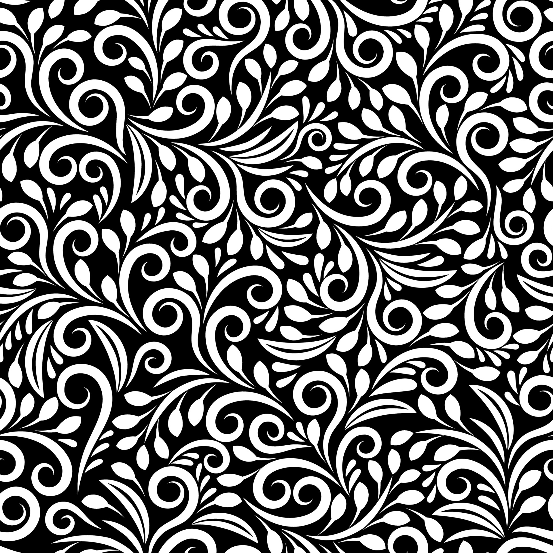 Floral Scroll Tile — grayscale depth map for laser engraving
