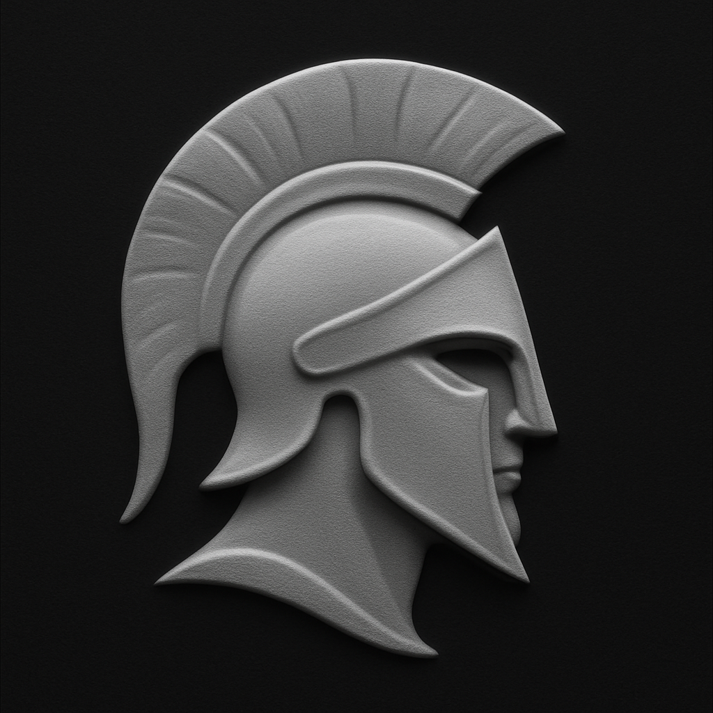 Spartan Helmet — grayscale depth map for laser engraving