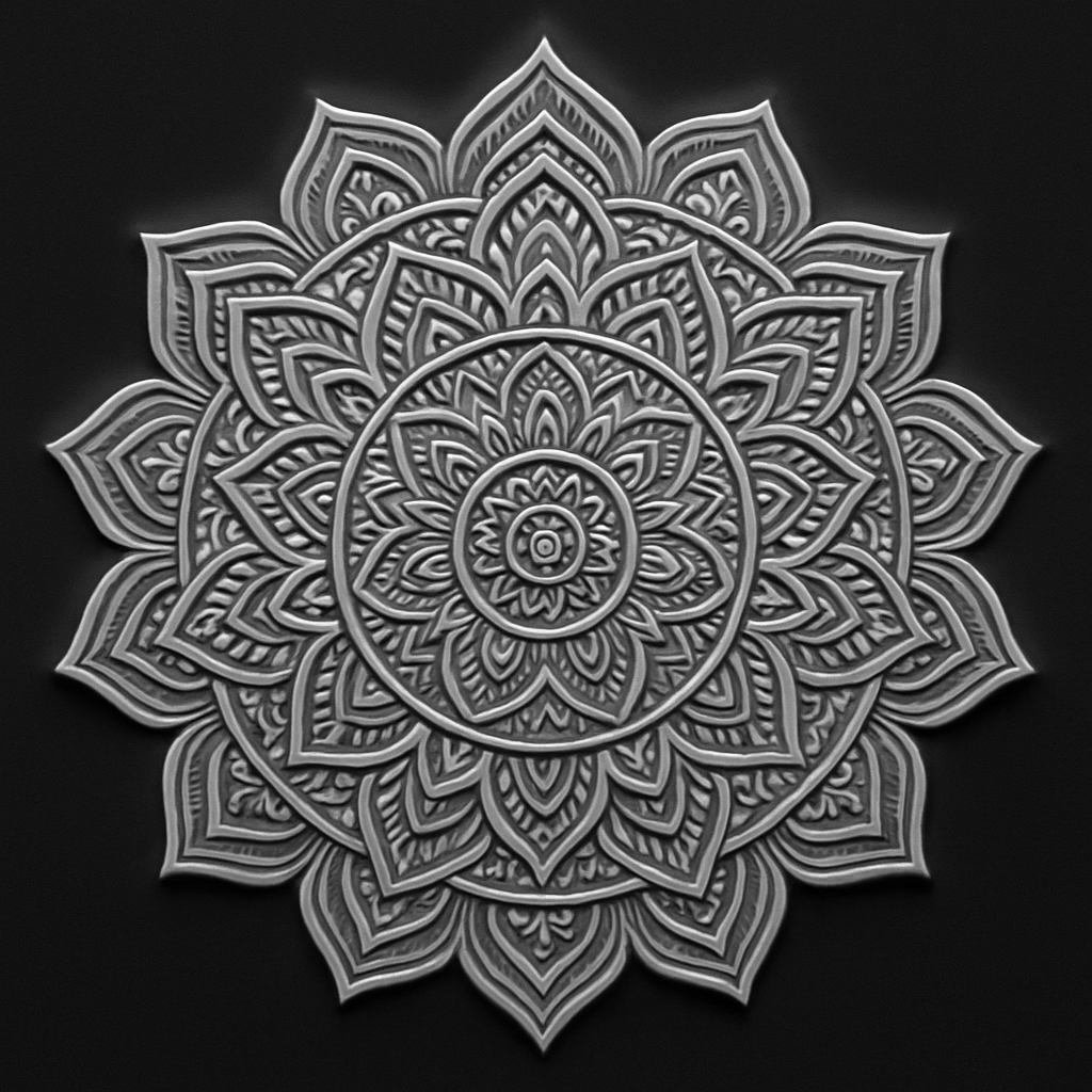 Spiritual Mandala — grayscale depth map for laser engraving