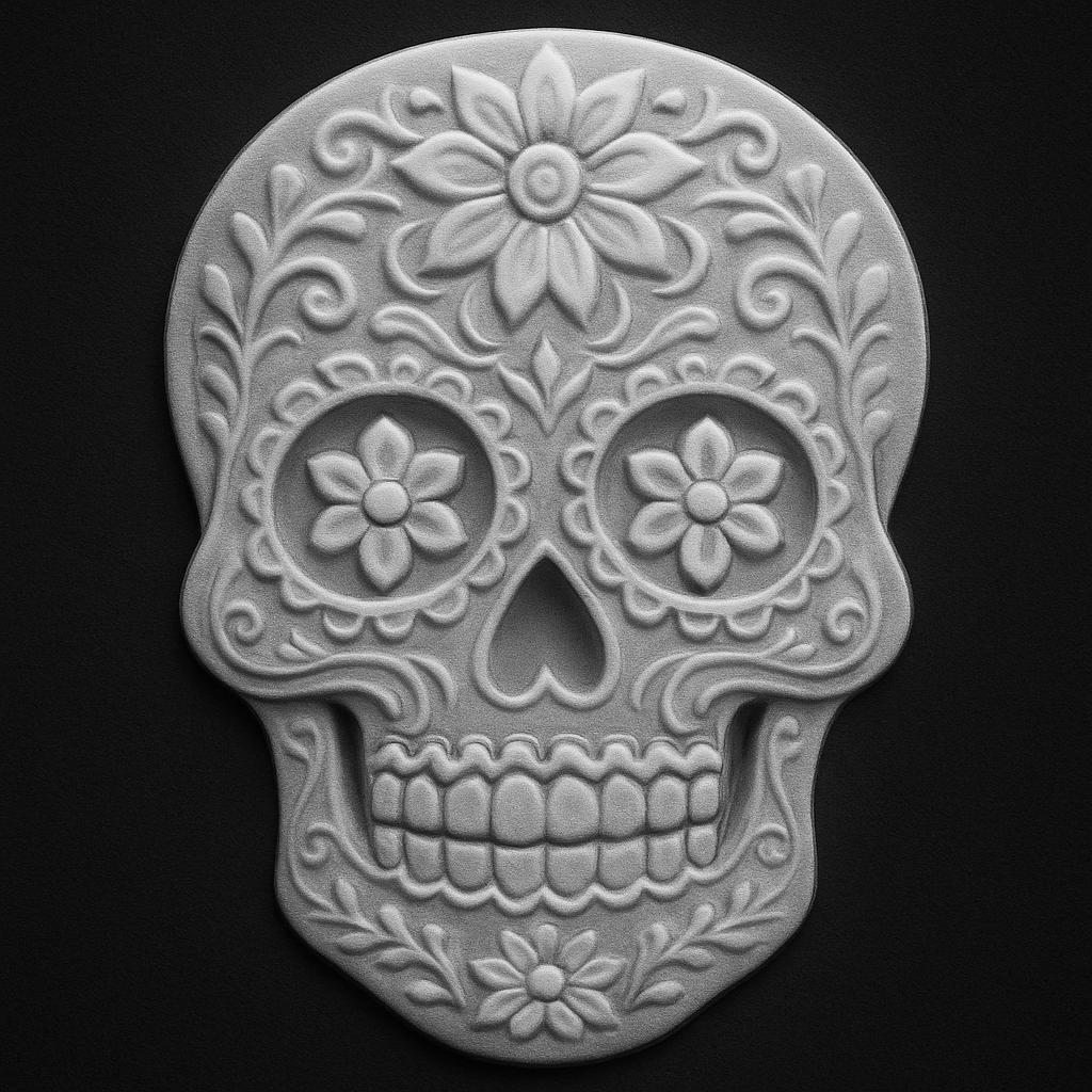 Sugar Skull — grayscale depth map for laser engraving