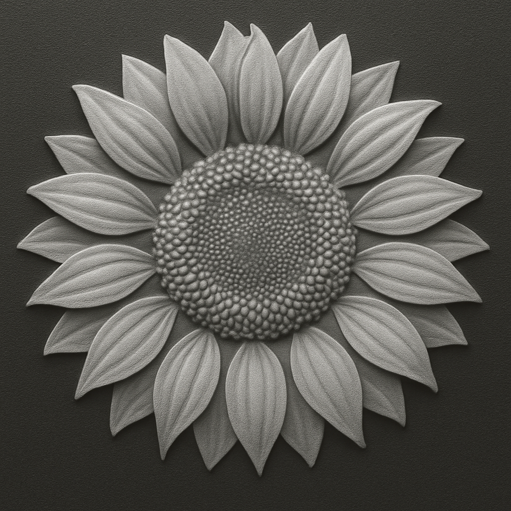 Sunflower — grayscale depth map for laser engraving