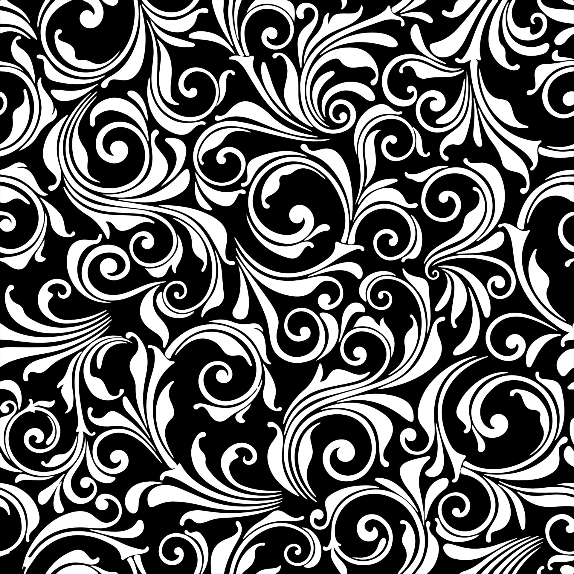 Baroque Swirl Tile — grayscale depth map for laser engraving