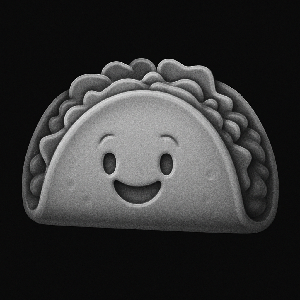 Taco Buddy — grayscale depth map for laser engraving