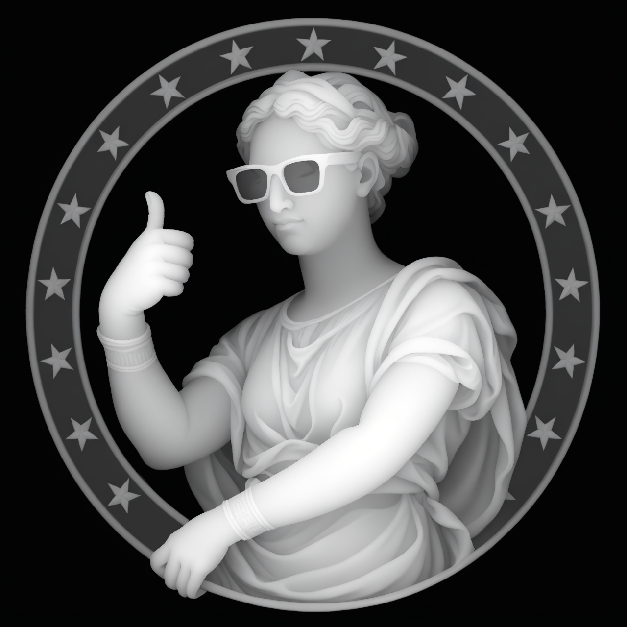 Cool Statue Thumbs Up Depth Map — grayscale depth map for laser engraving