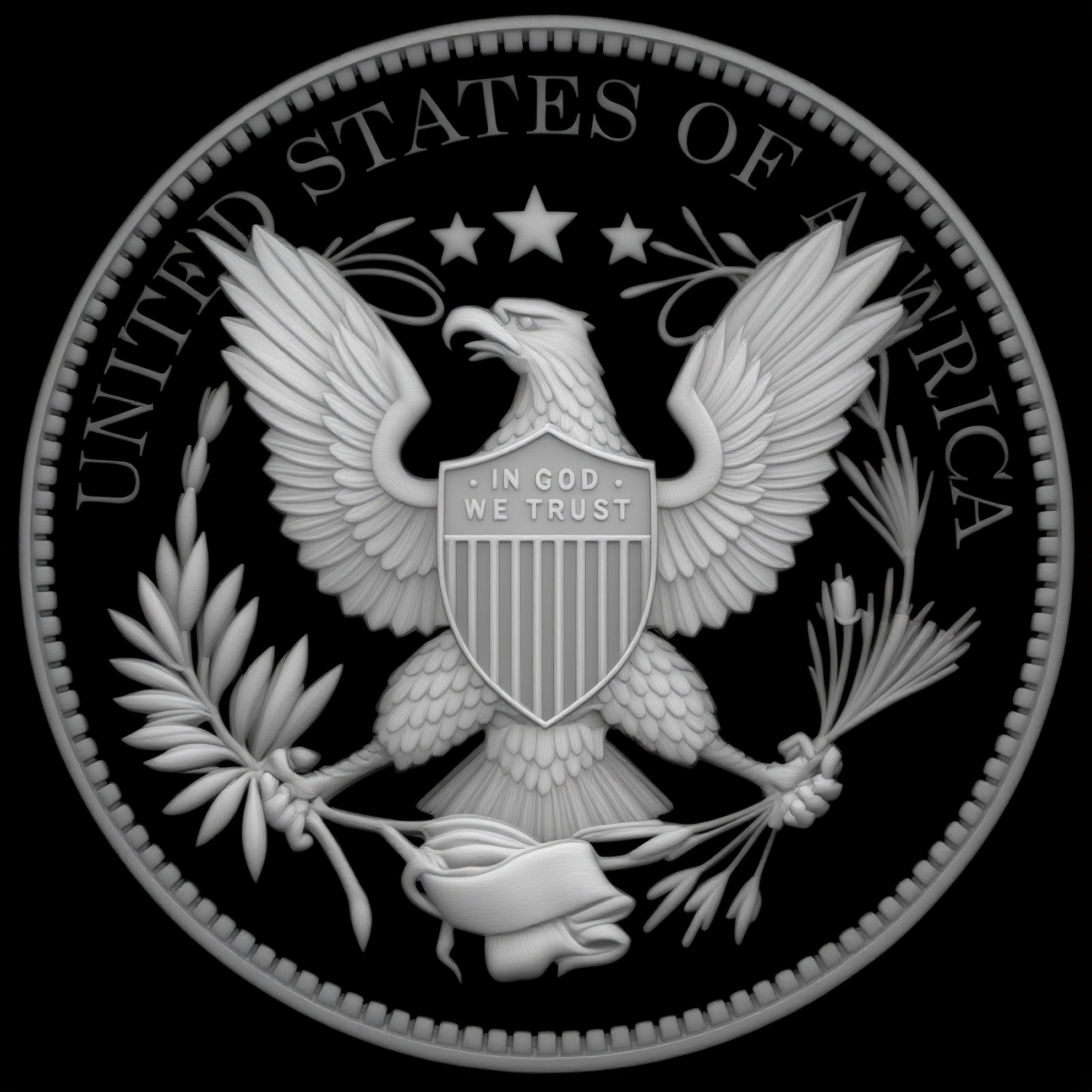 USA Great Seal Eagle Depth Map — grayscale depth map for laser engraving