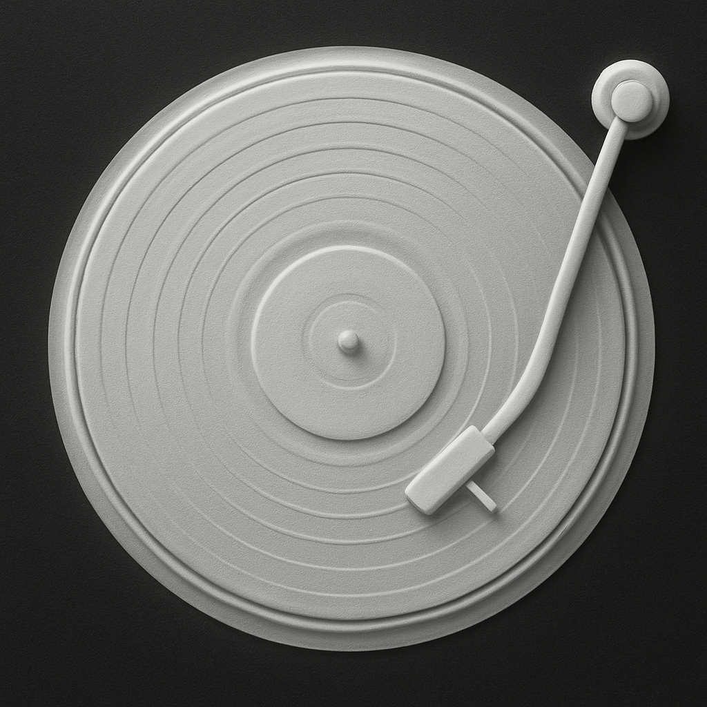 Vinyl & Turntable — grayscale depth map for laser engraving