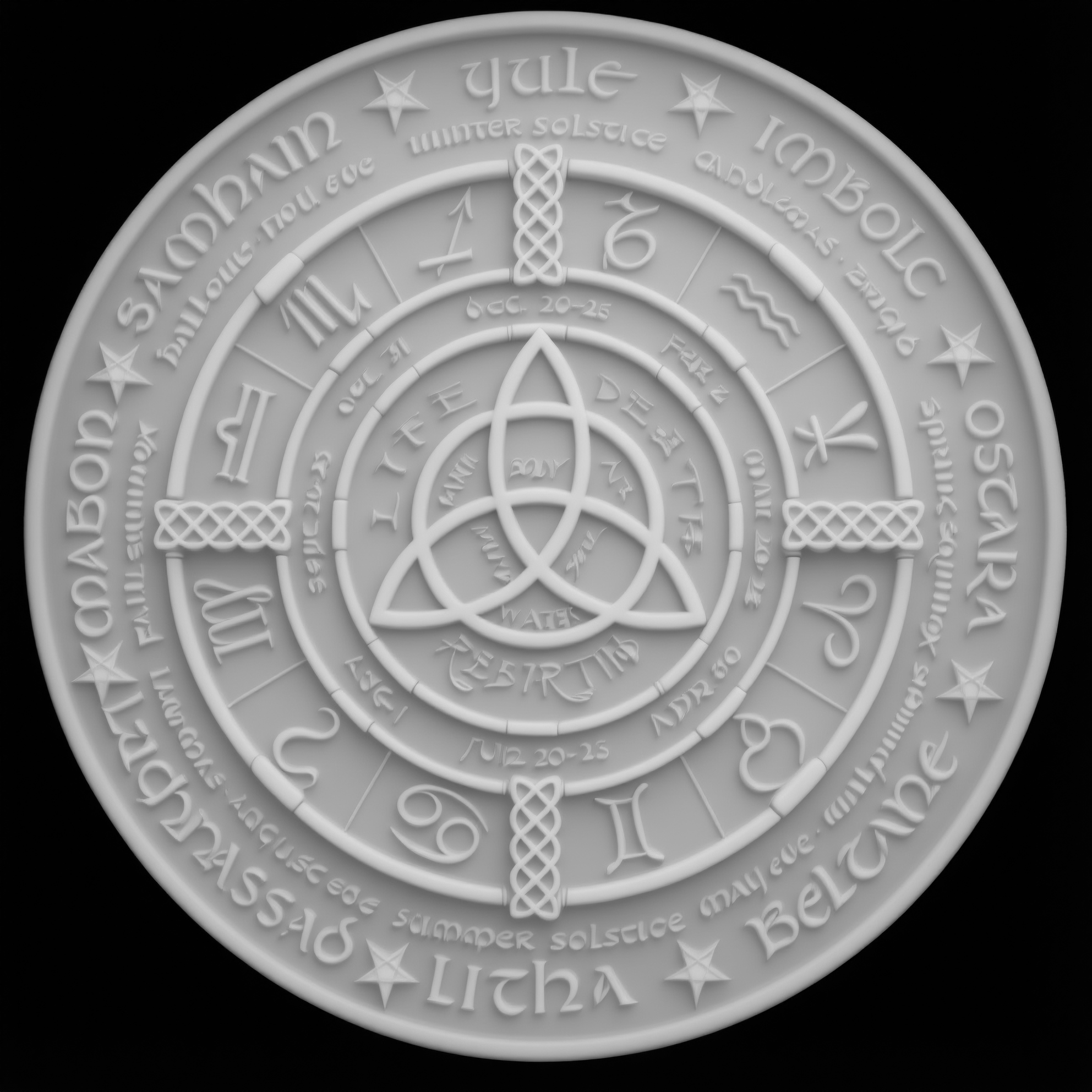 Wheel of the Year Depth Map — grayscale depth map for laser engraving