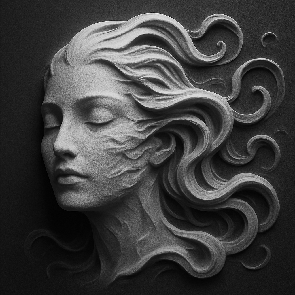 Flowing Muse — grayscale depth map for laser engraving