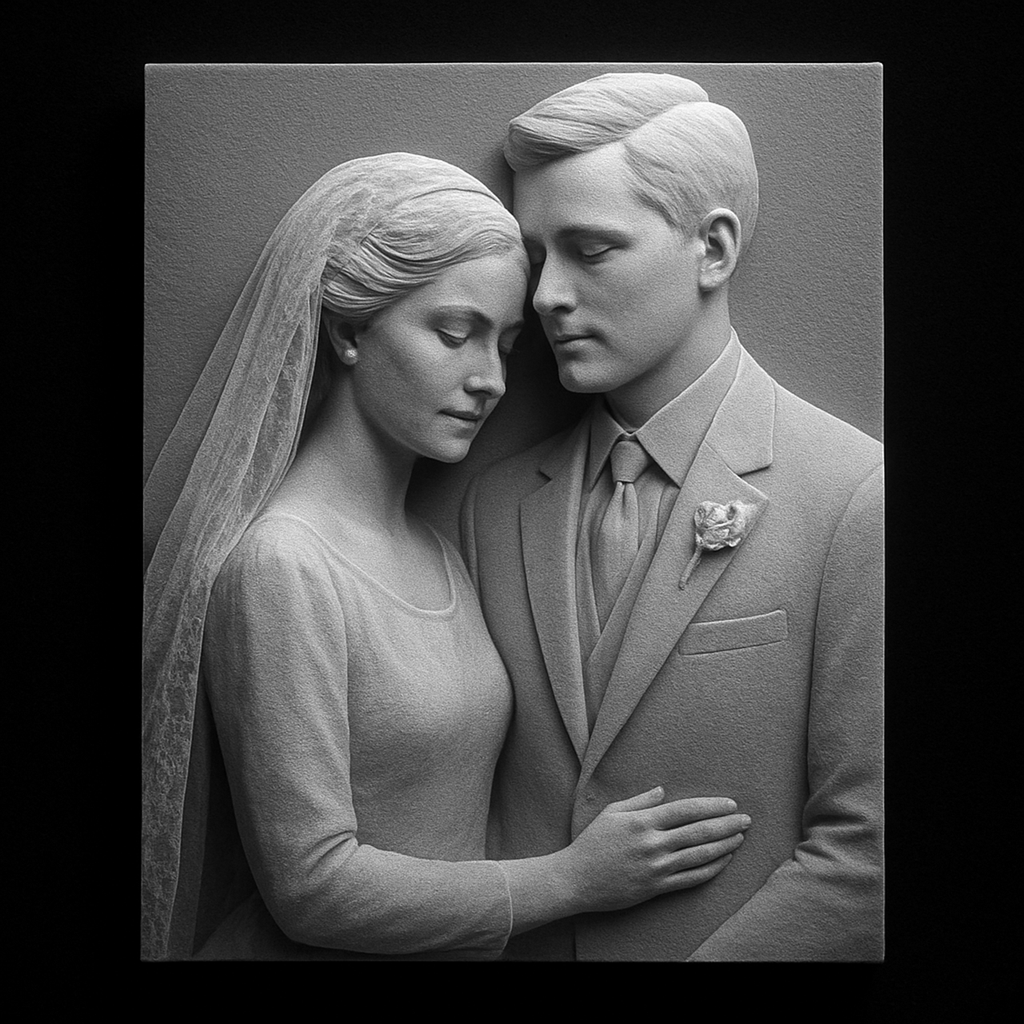 Newlyweds — grayscale depth map for laser engraving