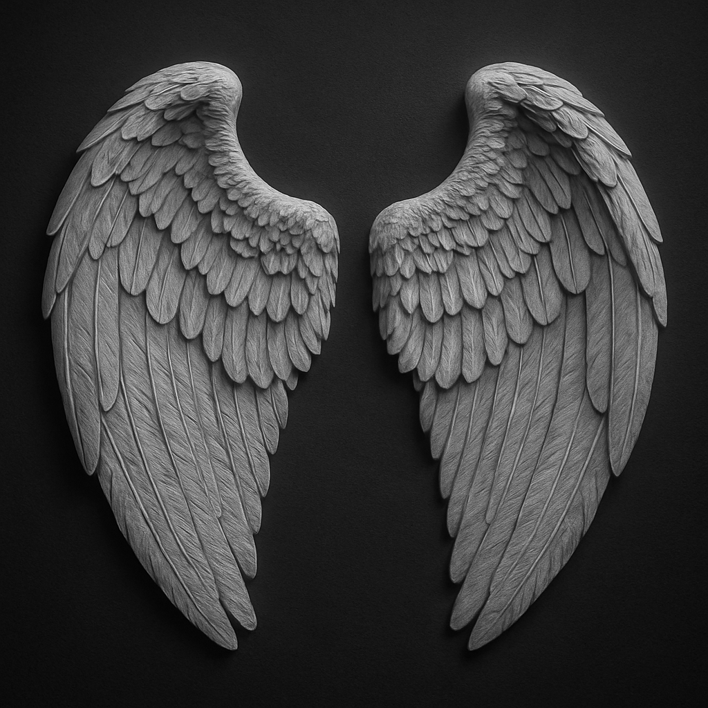 Angel Wings — grayscale depth map for laser engraving