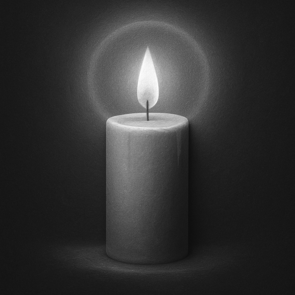 Memorial Candle — grayscale depth map for laser engraving