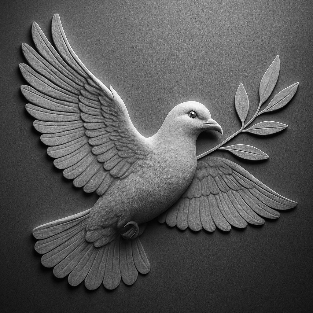 Peace Dove — grayscale depth map for laser engraving