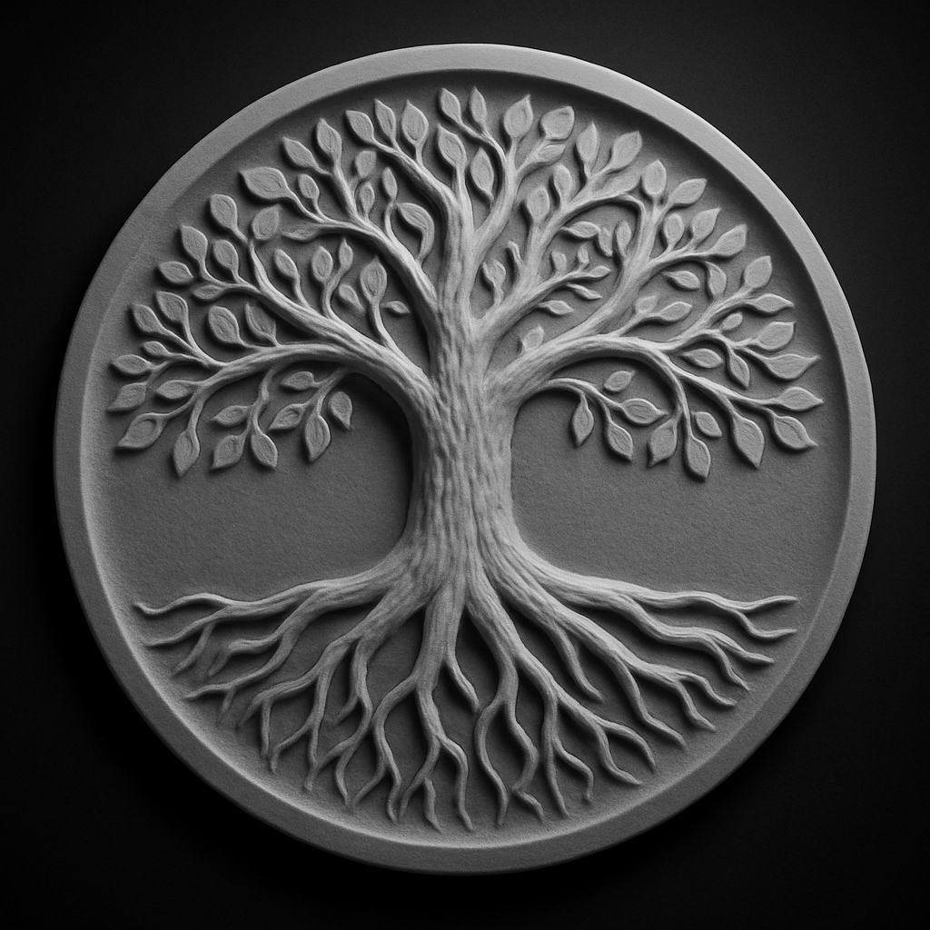 Tree of Life — grayscale depth map for laser engraving