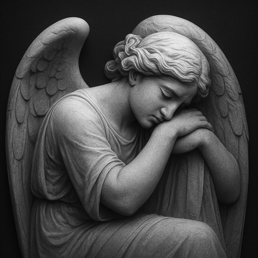 Weeping Angel — grayscale depth map for laser engraving