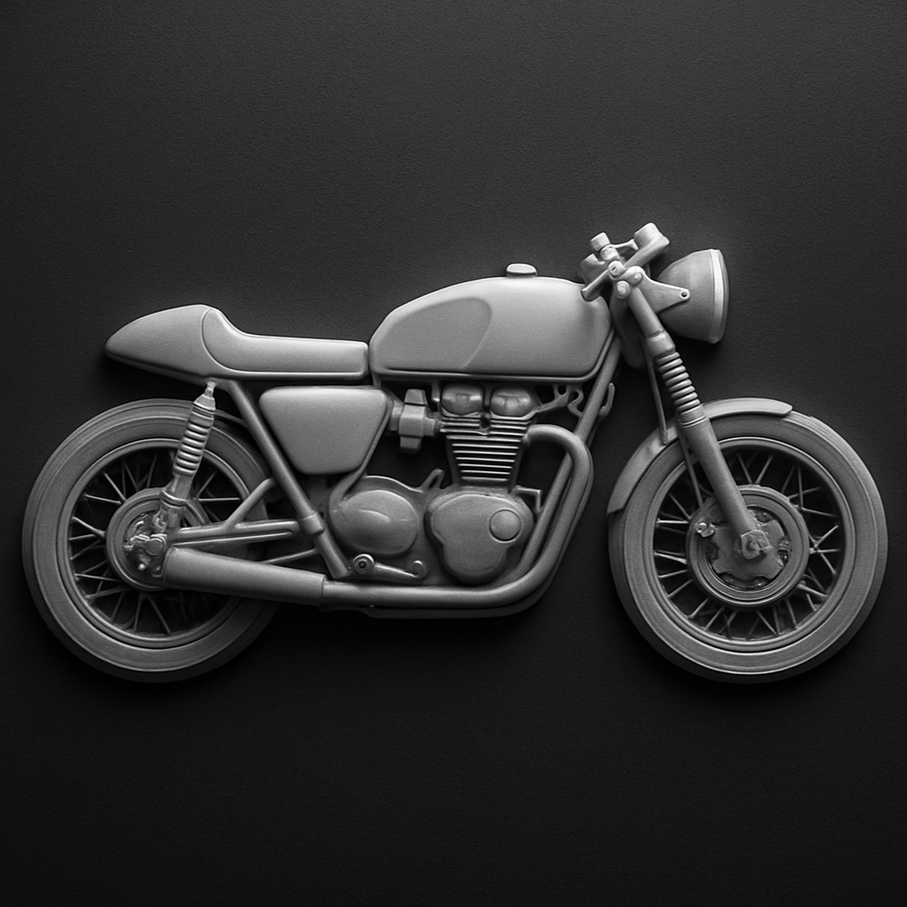 Café Racer — grayscale depth map for laser engraving