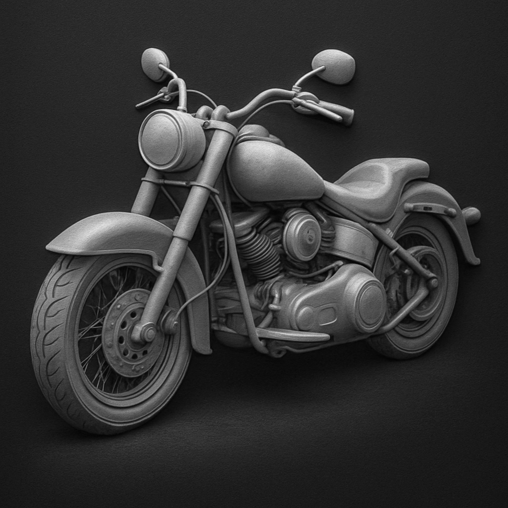 Classic Cruiser — grayscale depth map for laser engraving