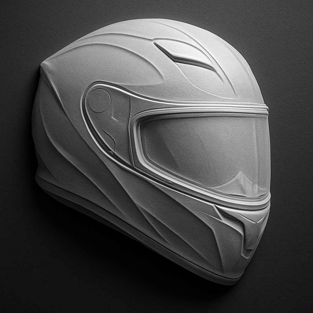 Racing Helmet — grayscale depth map for laser engraving