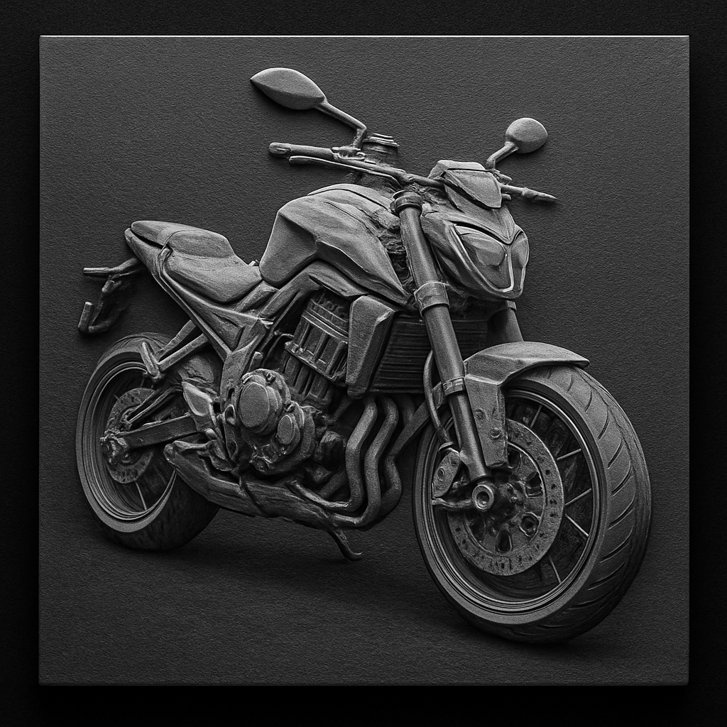 Naked Streetfighter — grayscale depth map for laser engraving