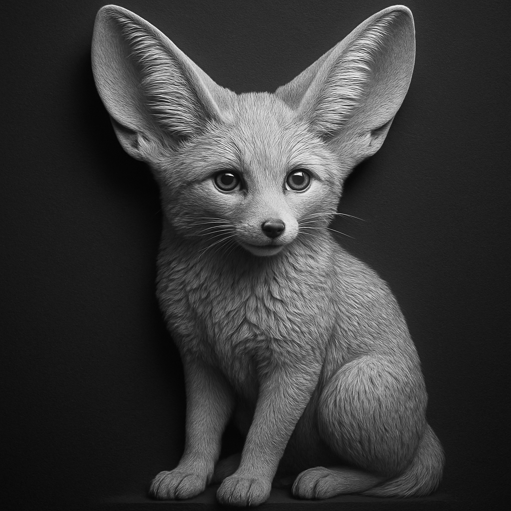 Fennec Fox — grayscale depth map for laser engraving