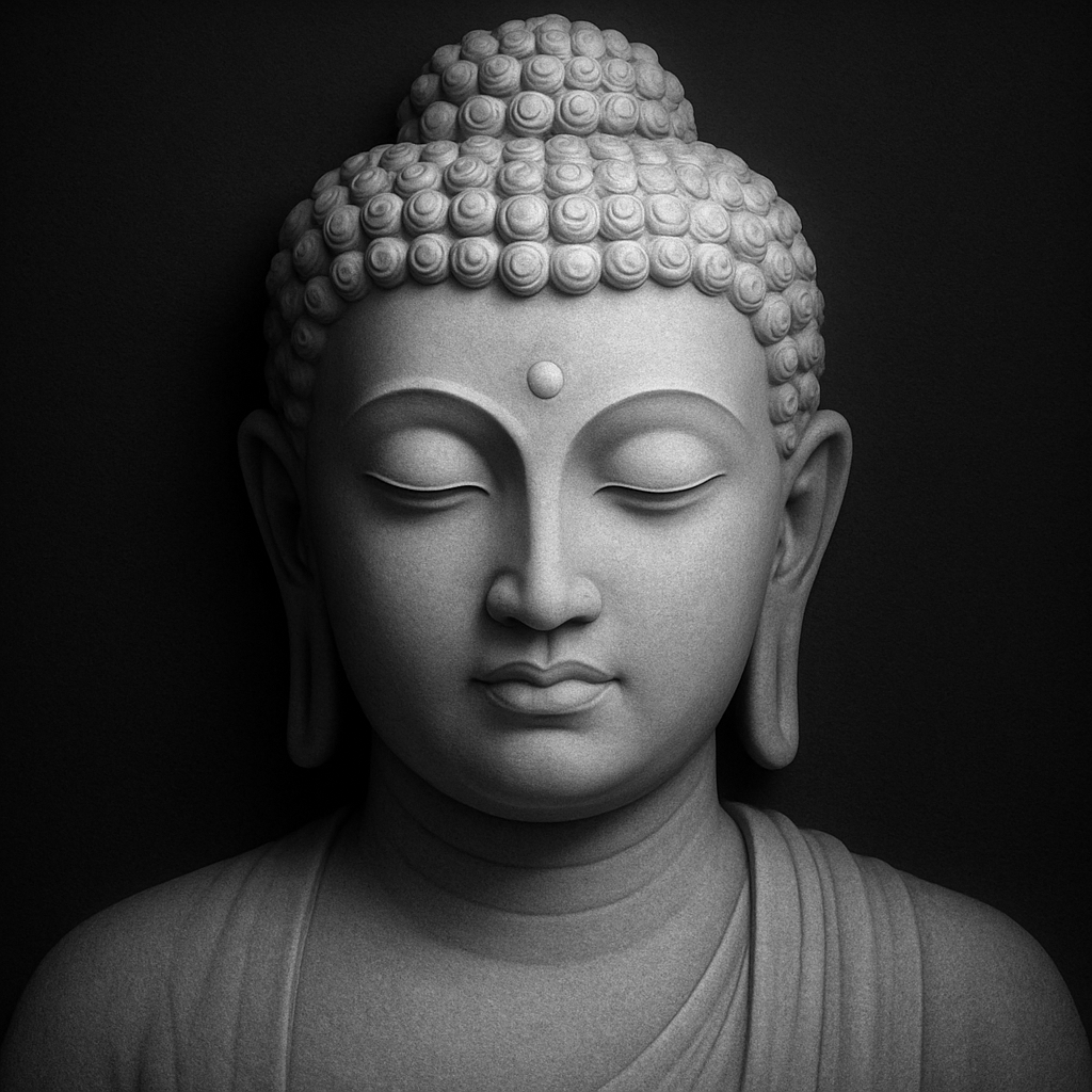 Serene Buddha — grayscale depth map for laser engraving