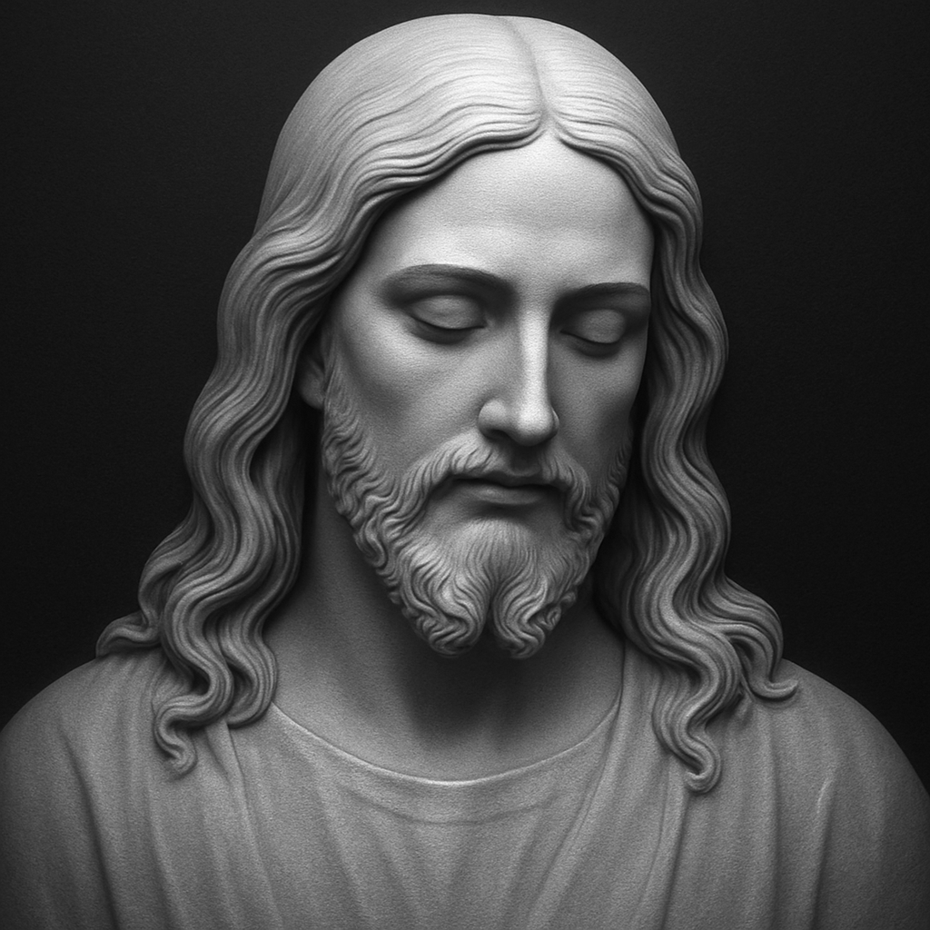Christ Portrait — grayscale depth map for laser engraving
