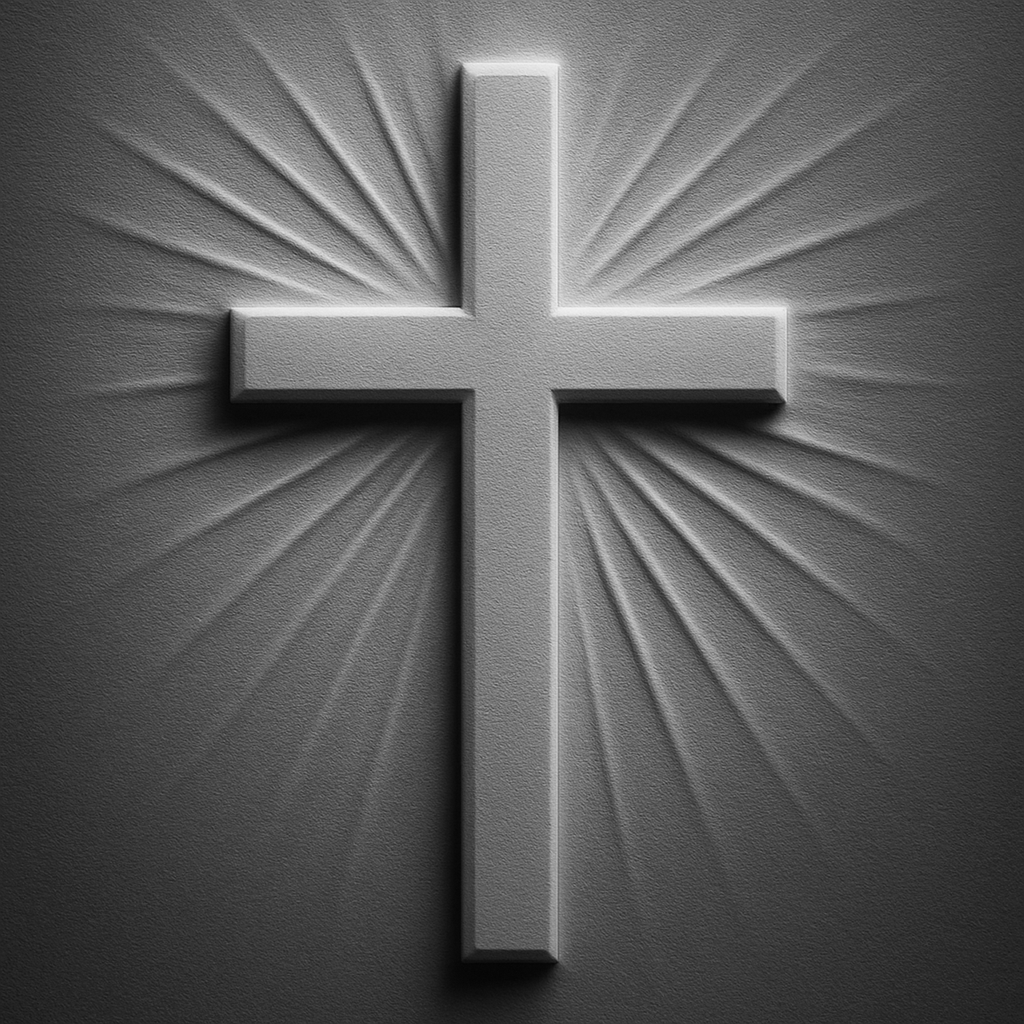 Radiant Cross — grayscale depth map for laser engraving
